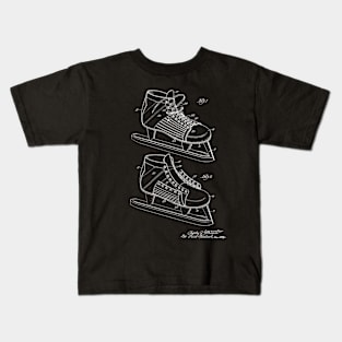 Hockey Shoe Vintage Patent Drawing Funny Novelty Kids T-Shirt